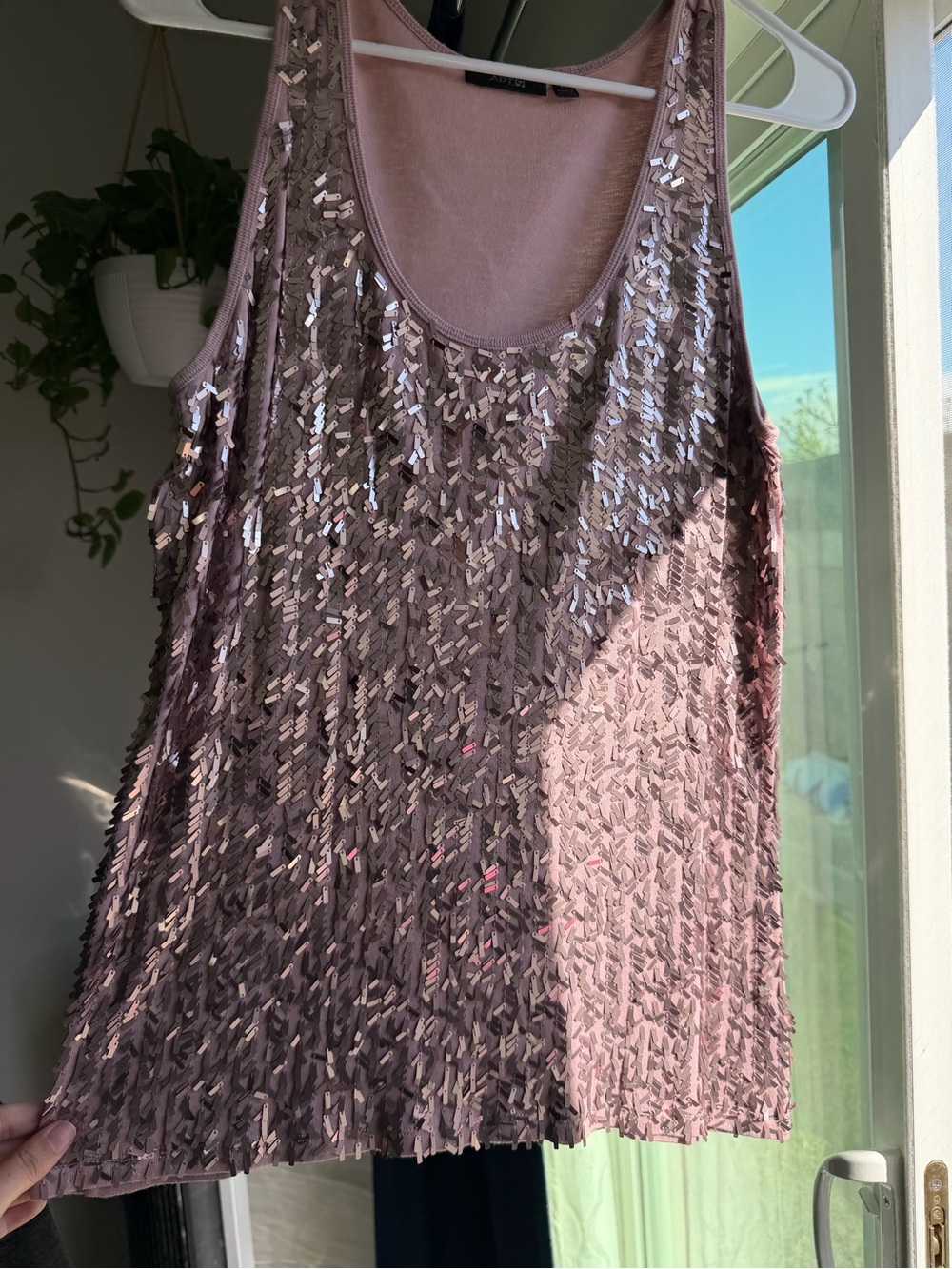 Apt 9 sequin tank top- dusty pink XL